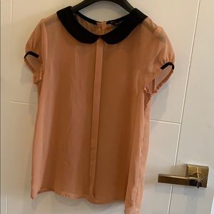 Sheer Peter Pan collar with back button detail